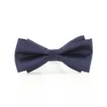 Classic navy blue striped bow tie for men, perfect for business and wedding suits. - Dark Blue