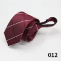 Cravatta con zip da uomo affari borgogna bianco a quadri design pigro cravatta formale - 012