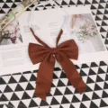 Brown solid color large bow JK uniform collar tie for women pre-tied chic college style. - 018