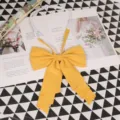 Solid yellow bow necktie for women JK school uniform, cute pre-tied collar accessory. - 019