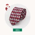 Cravatta di Natale con motivo a pupazzo di neve in rosso scuro, tessuto strutturato e design festivo. - Stile 001