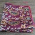 Pochette de costume homme bordeaux motif cachemire mariage mouchoir élégant chic - Rouge Vin(T101)