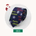Cravatta natalizia in poliestere stampato da 7cm con fiocchi di neve e auguri festivi. - Stile 0030