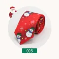 Christmas tie for men red snowman pattern 7cm polyester necktie holiday party festive wear - Style 005