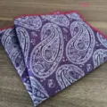 Men's Purple Paisley Pocket Square Silk Feel Hanky Wedding Formal Suit Pocket Square - Purple(T105)