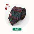 Christmas party 7cm printed necktie detail view, featuring festive holiday patterns. - Style 008