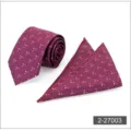 Set cravatta e fazzoletto da taschino uomo borgogna, elegante accessorio per abito formale. - Colore 003