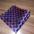 Pochette de costume élégante pour homme motif paisley bleu et orange accessoire mode - Bleu(T103)