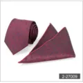 Burgundy red men's business tie and pocket square set with abstract pattern for formal wear. - Color 009