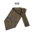 Detailed view of men's paisley ascot tie, classic pattern, elegant fabric texture. - Color 010