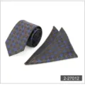 Classic men's business tie and pocket square set with elegant floral pattern for formal wear. - 012