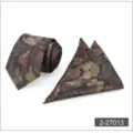 Men brown floral necktie and pocket square set for formal business suit accessories - Color 013