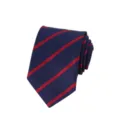 Cravate homme classique rayée bleu marine et rouge pour affaires, détail élégant. - A1