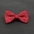 Red paisley bow tie for men, elegant silk fabric neckwear for wedding and business. - Color 010