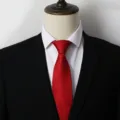 Cravatta rossa con motivi in dettaglio, elegante accessorio per abito da affari di alta. - a002