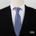 Blue geometric business necktie for men, formal suit and shirt matching tie detail view. - Color 006