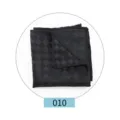 Detailed view of the black woven pocket square, showcasing fine craftsmanship and classic texture. - Color 010