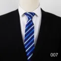 Men business striped tie detail view, elegant blue diagonal stripes for formal suit outfits. - Color 007
