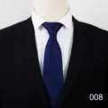 Men's business dark blue striped tie detail view, professional suit matching presentation. - Color 008