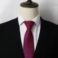 Cravatta da uomo formale classica rossa con motivo a quadri, cravatta da abito elegante. - B004
