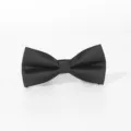 Close-up detail of classic black bow tie for men, elegant twill texture for formal wear. - Color 015