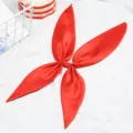 Détail nœud papillon ornement rouge JK uniforme, accessoire foulard marin, tissu satin lisse. - Rouge