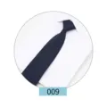 Solid dark blue necktie close-up detail shot, elegant professional business wear accessory. - Color 009