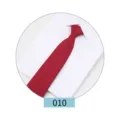Solid color red necktie for men business formal wear paired with white shirt detail view. - Color 010