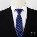 Detailed view of professional blue business necktie with elegant dotted pattern for men suits. - Color 018