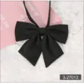 Noeud papillon JK noir pour femmes, accessoire cravate ruban uniforme angle pointu chic. - Noir