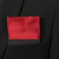 Red silk pocket square for men, elegant satin handkerchief for formal suit jacket and blazer. - Red