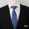 Men's blue textured necktie professional business formal suit tie detail view 8cm style - 028
