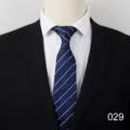 Classic men's business formal striped necktie matched with white shirt for office wear. - Style 029