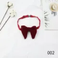 Vista dettagliata dell'elegante papillon in velluto rosso con cinturino regolabile e morbido. - Rosso