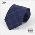 Men's blue grid business necktie, 8cm wide professional formal tie for office and work. - No. 004