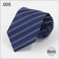 Classic blue business striped necktie for men polyester fabric 8cm width detail view - No. 005