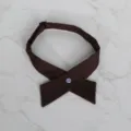 Pajarita cruzada marrón estilo JK, elegante corbata para hombres y mujeres, color sólido. - Café