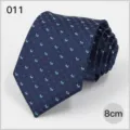 Men's Navy Blue Business Tie with Cute Dog Pattern Classic 8cm Width Formal Necktie - No. 011
