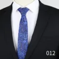 Men blue paisley business necktie detail shot, professional jacquard silk tie for formal wear. - Blue Paisley Print