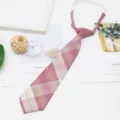 JK DK pre-tied school tie pink yellow plaid Japanese style cute student uniform accessory - Color 006