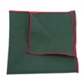 Men's Dark Green Pocket Square with Red Edge Business Suit Wedding Handkerchief Accessory - Dark Green