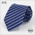 Blue diagonal striped silk necktie detail, classic business 8cm width professional tie. - No. 015