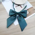 Dark green satin JK uniform bow tie, Japanese style school uniform collar accessory for women students. - Dark Green