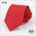 Red business men's necktie 8cm width patterned polyester formal wear suit tie accessory. - No. 019