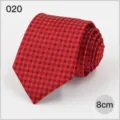 Classic red patterned men's business necktie, 8cm width, premium woven fabric for professional wear. - No. 020