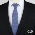 Men's classic blue silk jacquard necktie with anchor pattern for business formal wear 6cm - Blue White Anchor Chain