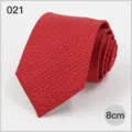 Men's red business necktie featuring a classic chevron pattern, 8cm width, perfect for formal suits. - No. 021