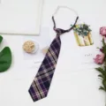 Purple plaid pre-tied necktie for JK DK student style shirt matching short tartan tie - Color 009