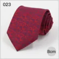 Classic red men business necktie with purple paisley pattern, 8cm wide elegant formal tie. - No. 023
