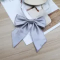 Silver satin bow tie for JK uniform, Japanese style school student necktie accessory. - Gray